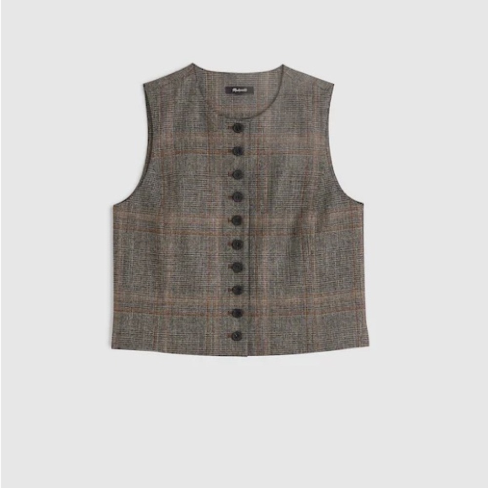 Madewell Plaid Vest in Brown and Black